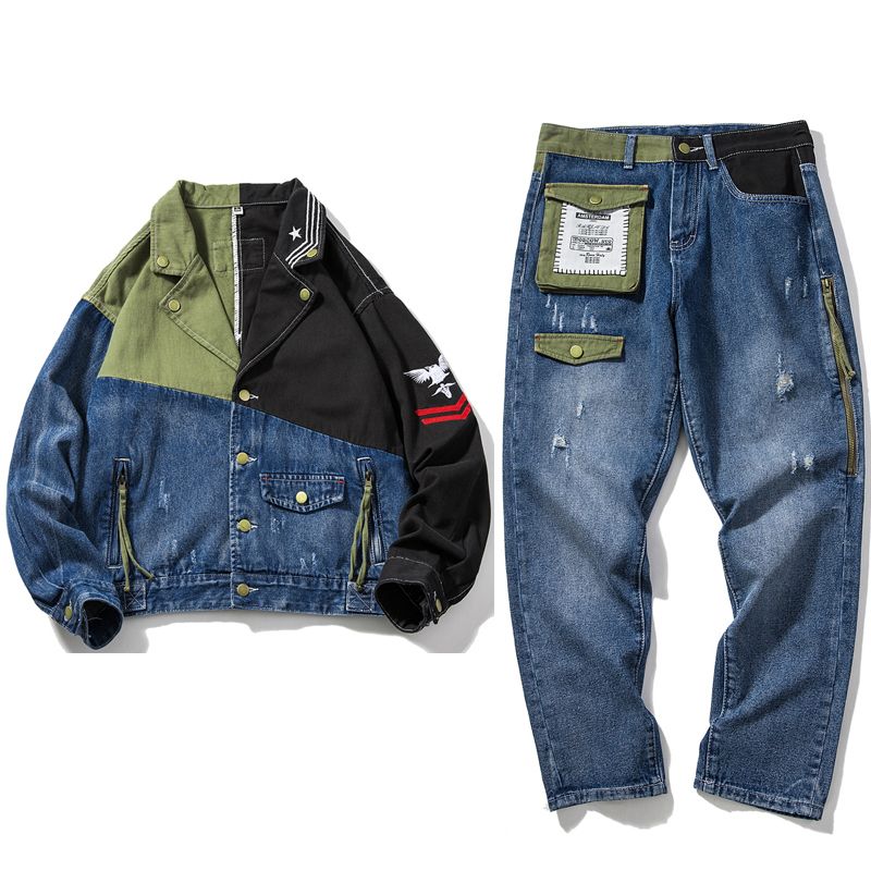 matching denim set mens