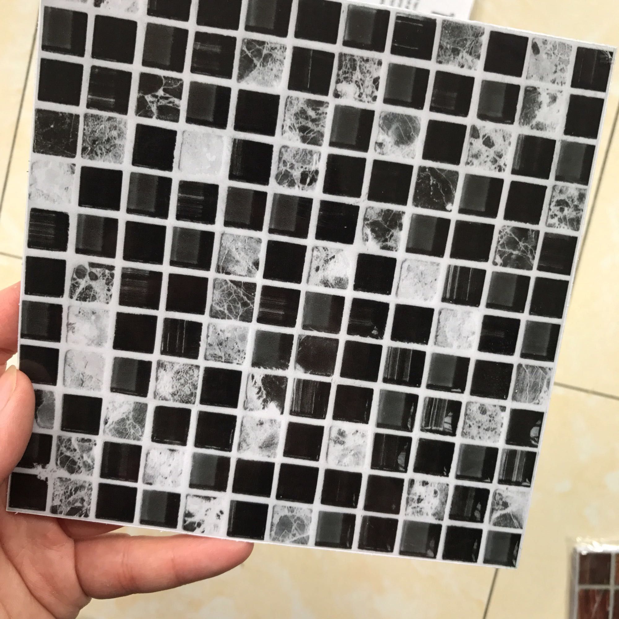 15PCS Creative Mosaic PVC Self-Adhesive Wall Stickers Waterproof Tile Stickers 