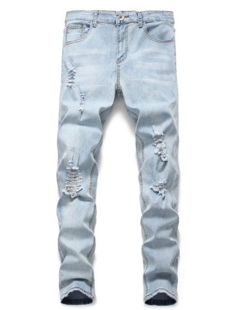 light wash destroyed jeans mens