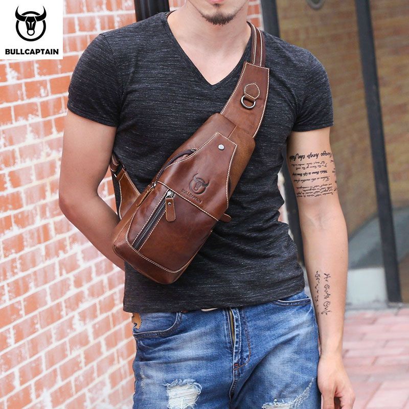 Compra BULLCAPTAIN Bolsas De Mensajero De Cuero Para Hombre Bolsa Casual  Para Los Hombres De Pecho Bolsa De Diseñador De Marca De Múltiples  Funciones Del Paquete De Toma De Auriculares En El