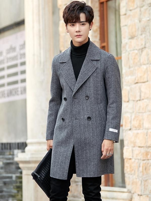 striped wool coat