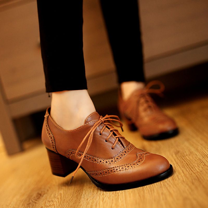 chunky heel oxford shoes