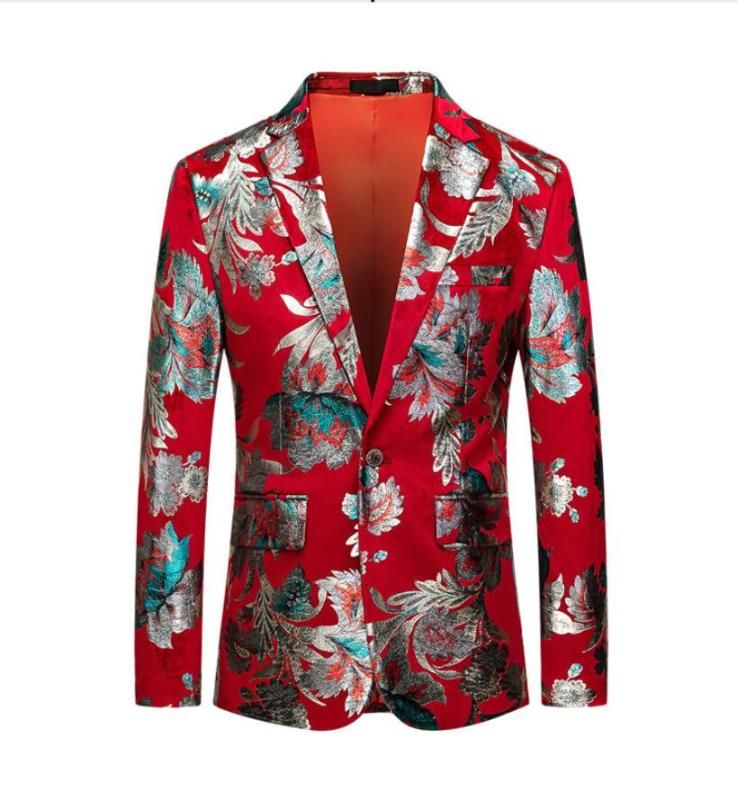2020 M 6XL ! Chinese Style Red Slim Suit Jacket Plus Size Mens Wedding ...