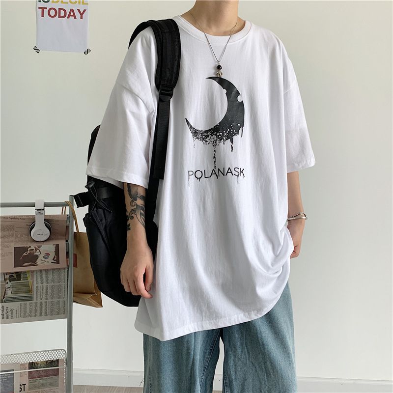 Compra Hombre Harajuku Impresión De La Luna T Shirts Estilo De Colloge  Suelte Mangas Cortas Telas De Fondo Fresco Masculino Adolescentes Verano  Streetwear Barato | Entrega Rápida Y Calidad | Es.Dhgate