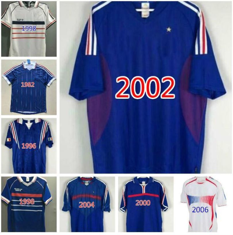 1982 1998 2002 FRANCE RETRO VINTAGE ZIDANE HENRY MAILLOT ...