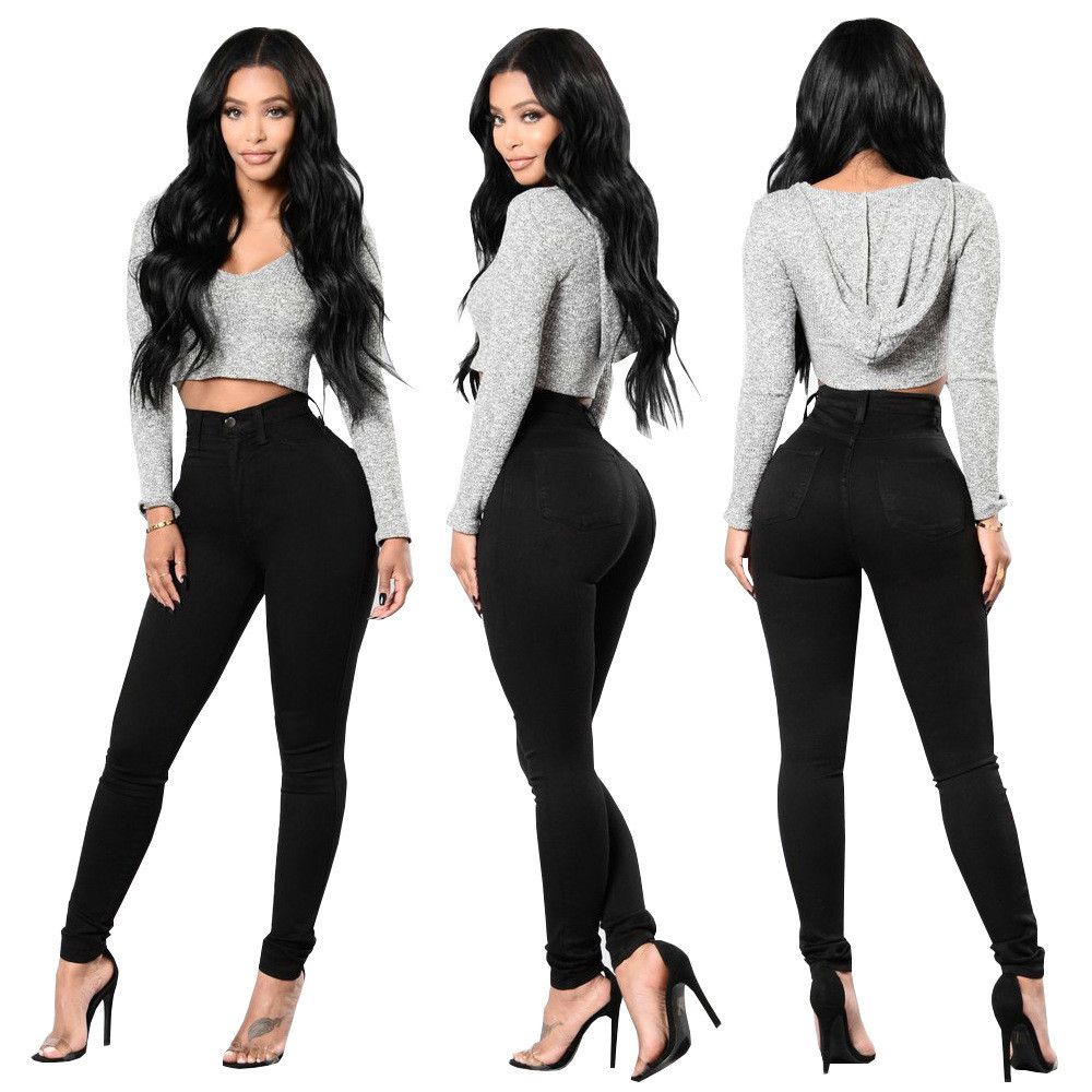 Compra Nuevo Negro Jeans Ajustados Novio Denim Pant Para Niñas Mujer De  Cintura Alta Pantalones Vaqueros De Las Mujeres Para Las Mujeres Barato |  Entrega Rápida Y Calidad | Es.Dhgate