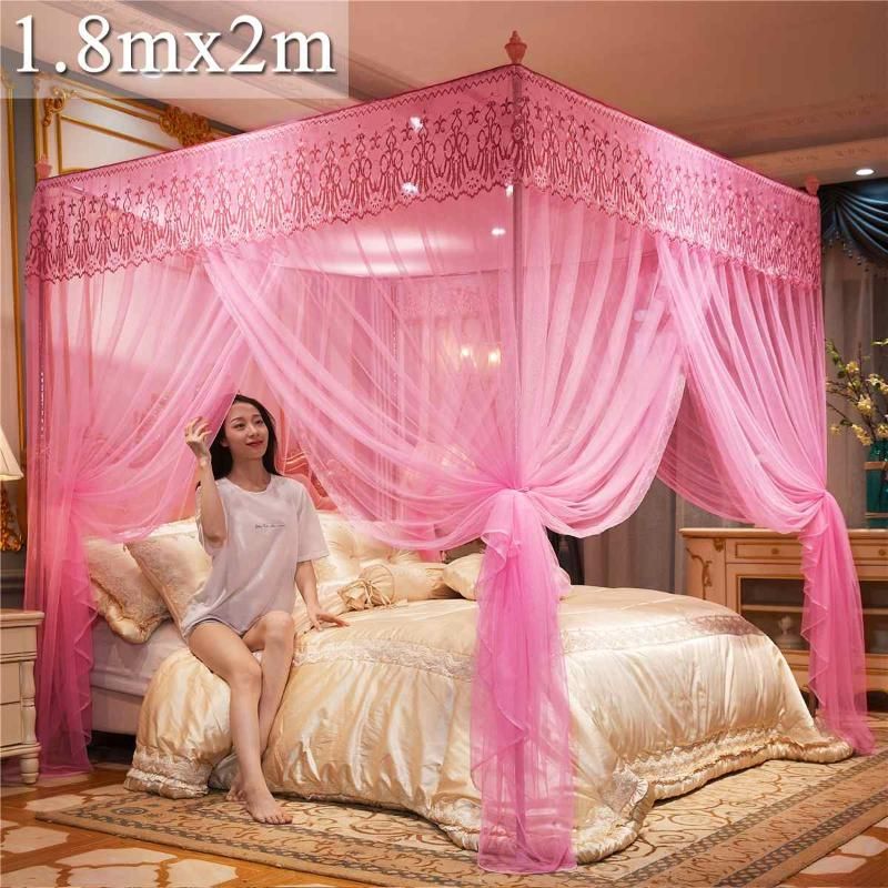 compre tres puerta mosquitera dosel de la cama blanca mosquitera cuatro esquinas poste de la cama cortina canopy en redes de cama para ninas a 24 58