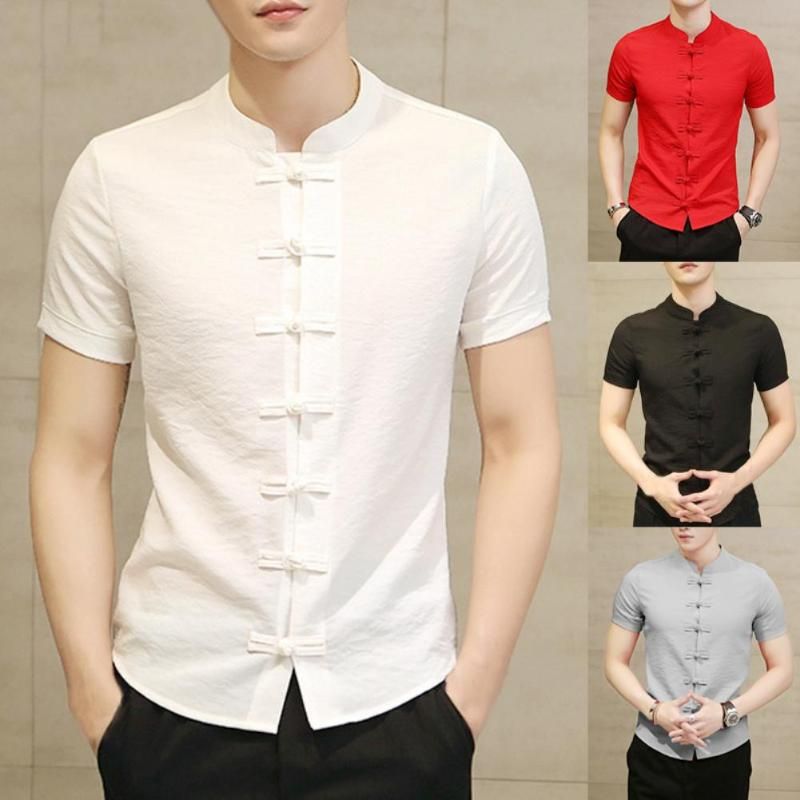 Compra Camisas Casuales Para Hombres Traje Chino Tradicional Traje Tang Men  Tamaño De Manga Corta De Verano Uniforme Barato | Entrega Rápida Y Calidad  | Es.Dhgate