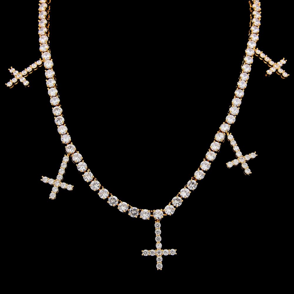Mens Necklace,Multiple Crosses Pendant 