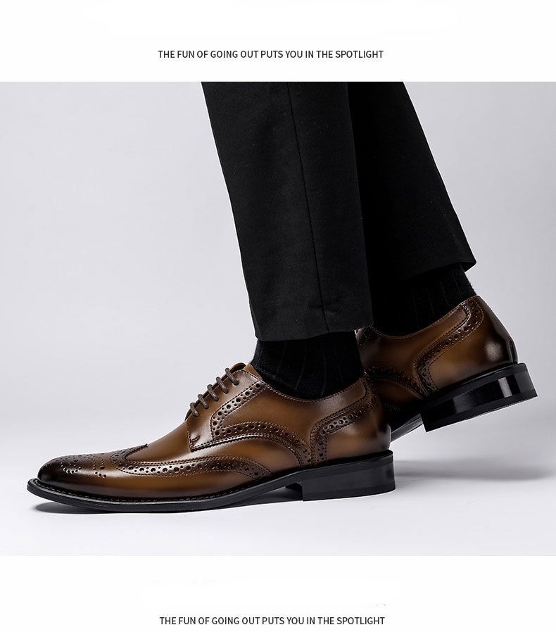 Zapatos De Vestir para Hombre Negro Real Cuero Con Cordones Formales Formal Informal Oxfords de extremo de ala