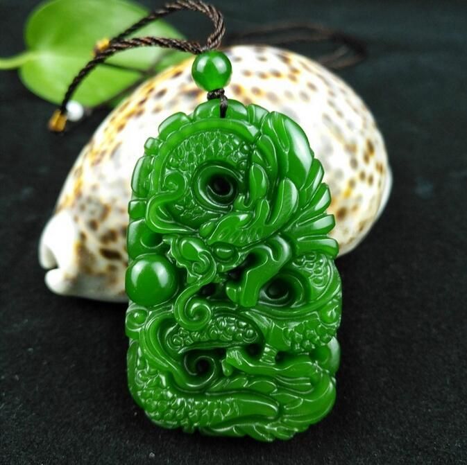 Natural hetian jade fashion dragon pendant necklace Men lucky jewelry