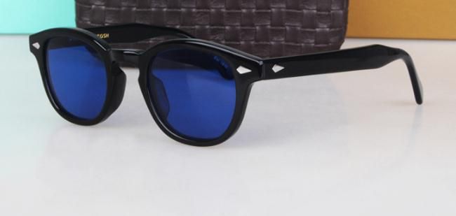 Crame noir Lentes bleues foncées