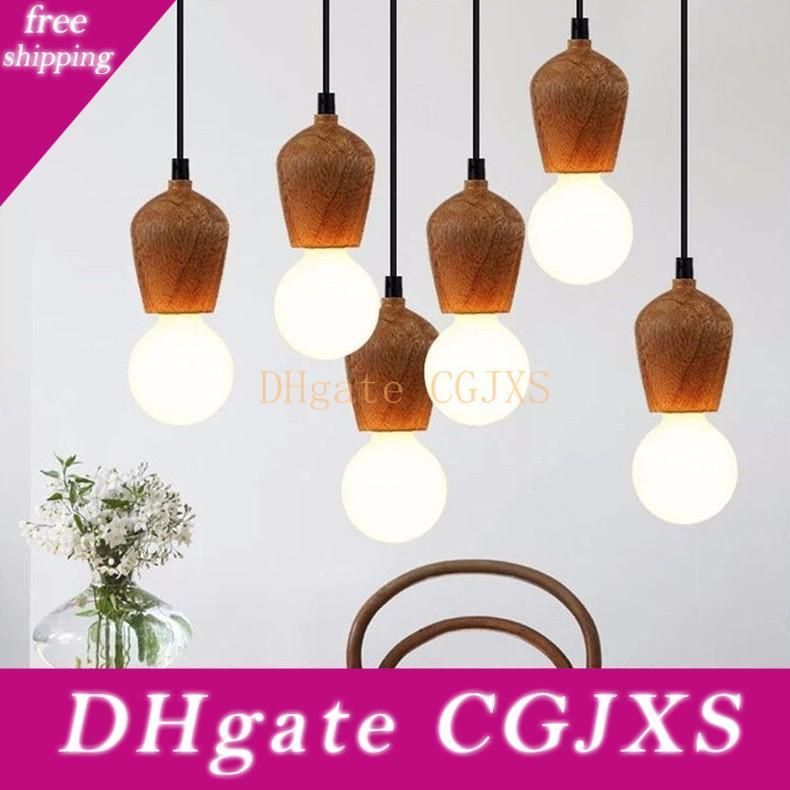 Modern Oak Wood Pendant Lights Vintage Cord Pendant Lamp Hanging Light Fixture Black Wire Edison E27 Bulb Suspension Luminaire Ceiling Pendant Light Ceiling Light Pendant From Qqfeiche 34 88 Dhgate Com