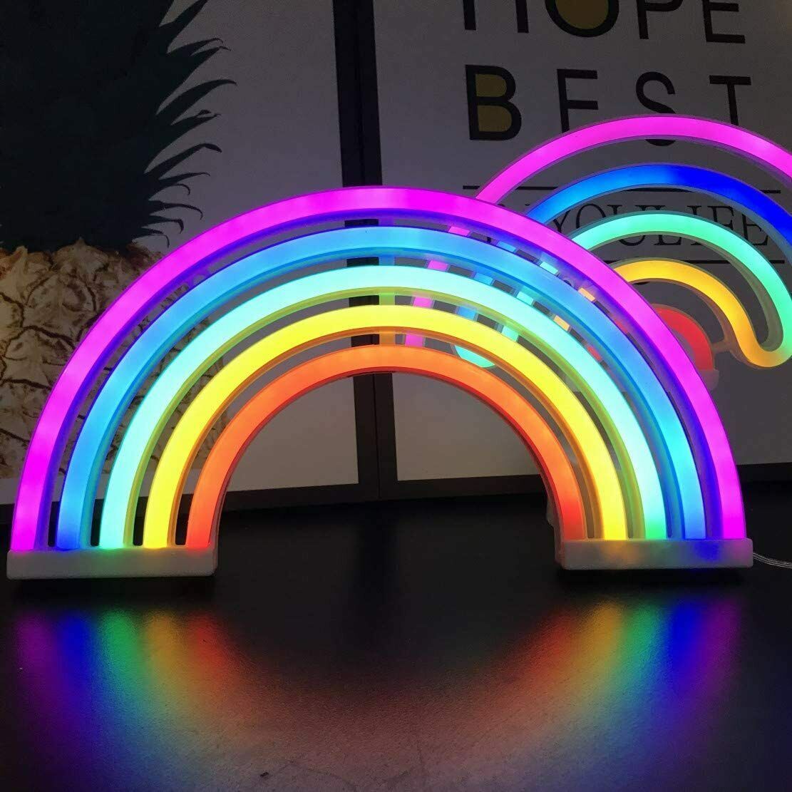 Colorful Rainbow Neon Sign LED Night Light Wall Lamp For Kids Children Room UK