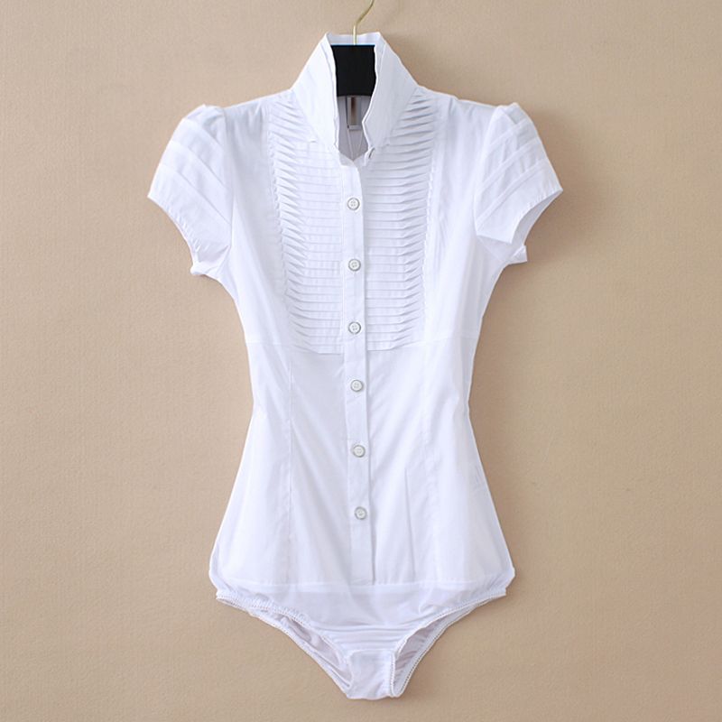 Compra Talla Grande Mujer Formal Camisa Blanca Moda Moda De Manga Corta  Plisada Body Tops Blusa Blusa Black Stand Blusas Mujer 4XL Barato | Entrega  Rápida Y Calidad | Es.Dhgate