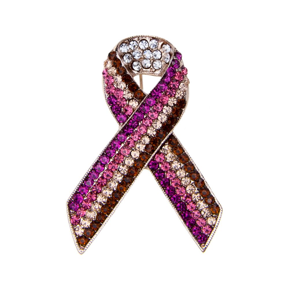Daisy Jewelry Pink Ribbon Breast Cancer Survivor Pink Crystal Pin Brooch for Women