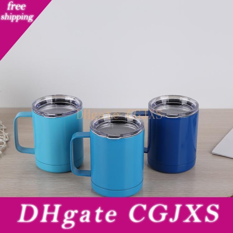 New 10oz Insulated Coffee Mug Double Wall Stainless Steel Travel Mug Colored Vacuum Insulated Tea Mug With Handle With Lid Large Travel Mugs Large White Coffee Mugs From Paojinfa 9 8 Dhgate Com