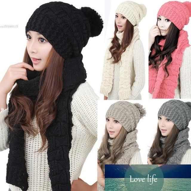 Sombrero De Bufandas De Punto De Invierno Para Mujeres Con Sombrero De Bufandas De Punto De Invierno Para Mujeres Con