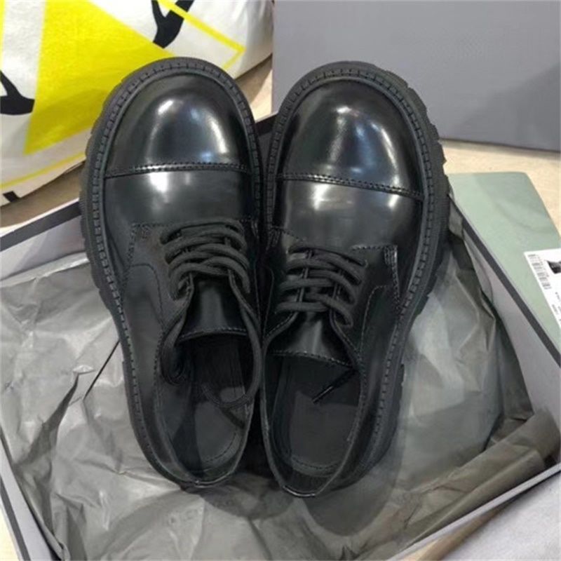 Tractor 20MM Lace Up Boot Women Ankle Combat Boots Black Smooth