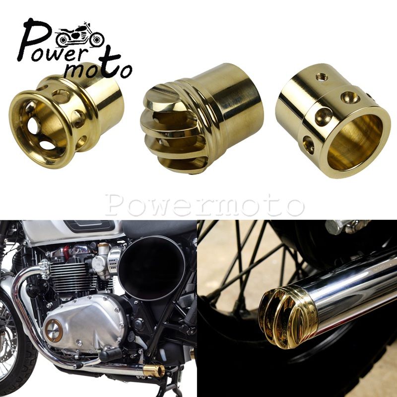 2021 Solid Brass Cafe Racer Exhaust Tip 1 3/4 Drilled Muffler End Pipe Tip Plug For Chopper