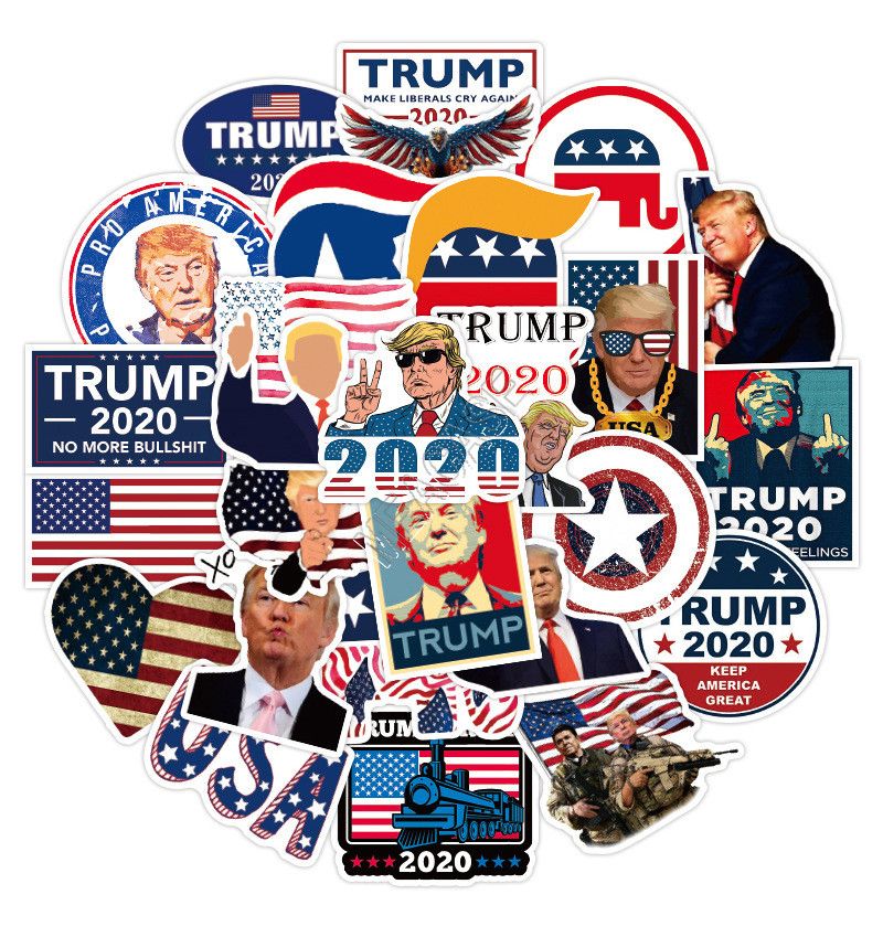 2020 50pcs Pro President Trump 2020 Campaign Stickers For Car Laptop Suitcase