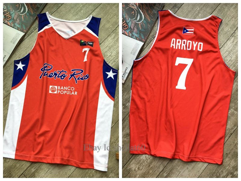 New Carlos Arroyo #7 Team Puerto Rico Basketball Jersey White Sewn Custom  Name