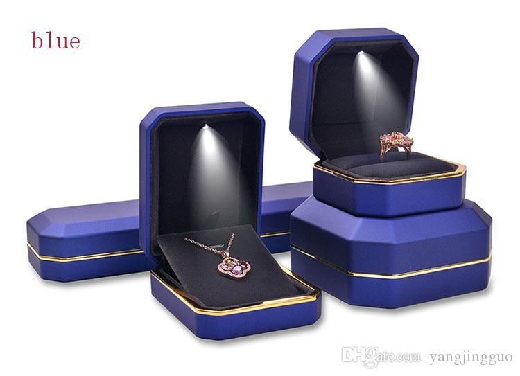 

led jewelry box high-end ring box jewelry box can be customized logo 6 colors optional 55269, Black;white
