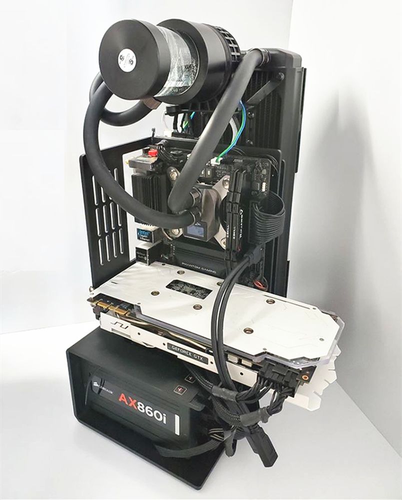 A4 Mini PC Open Air Case Test Bench Vertical Alloy Frame Support SFX