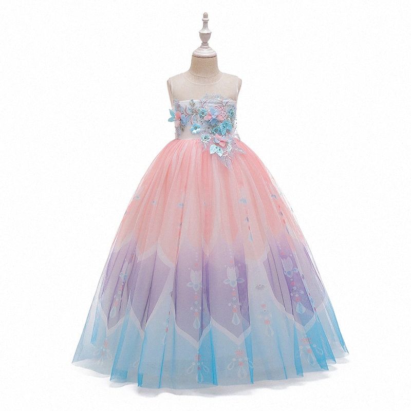 Vestido de la princesa preciosa muchachas de los niños sin mangas Tutu Estilo Fashion Party Dress 