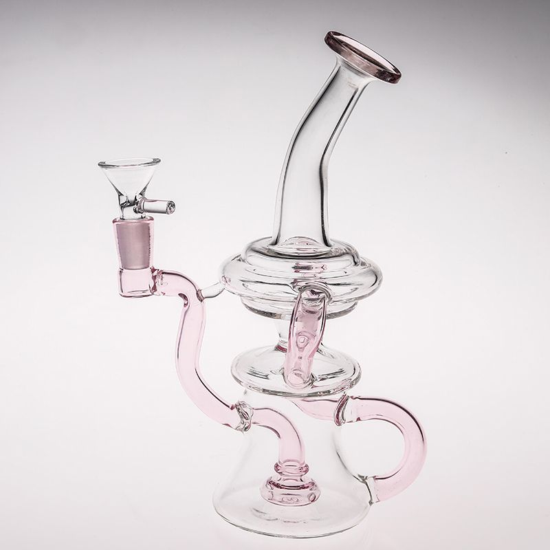 Pink Solid Dab Rigs Glass Bongs Beaker Two Function Glass Water Pipes
