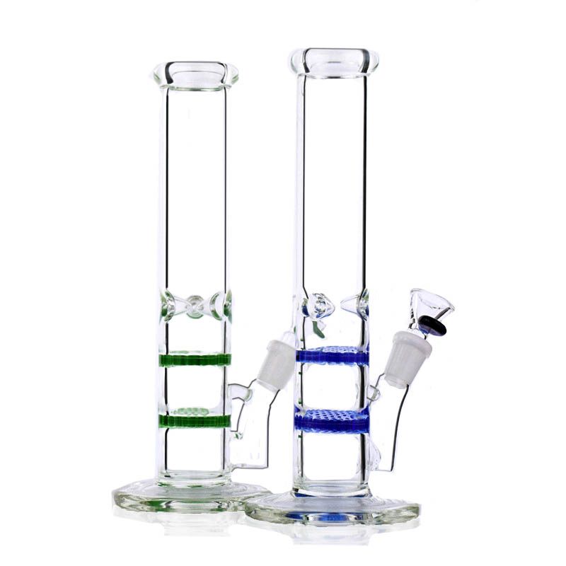 Hookah Water Pipe Bong Glass 18 inch Double percolators with ice catcher 