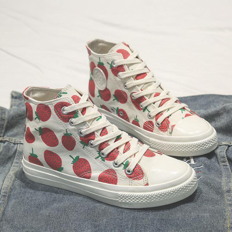 Fashion Strawberry Network Celebrity High Bank Canvas Fashion Strawberry Network Celebrity High Bank Canvas