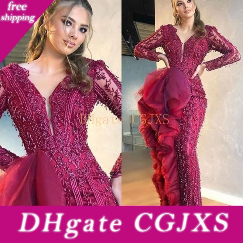 plum mermaid prom dress