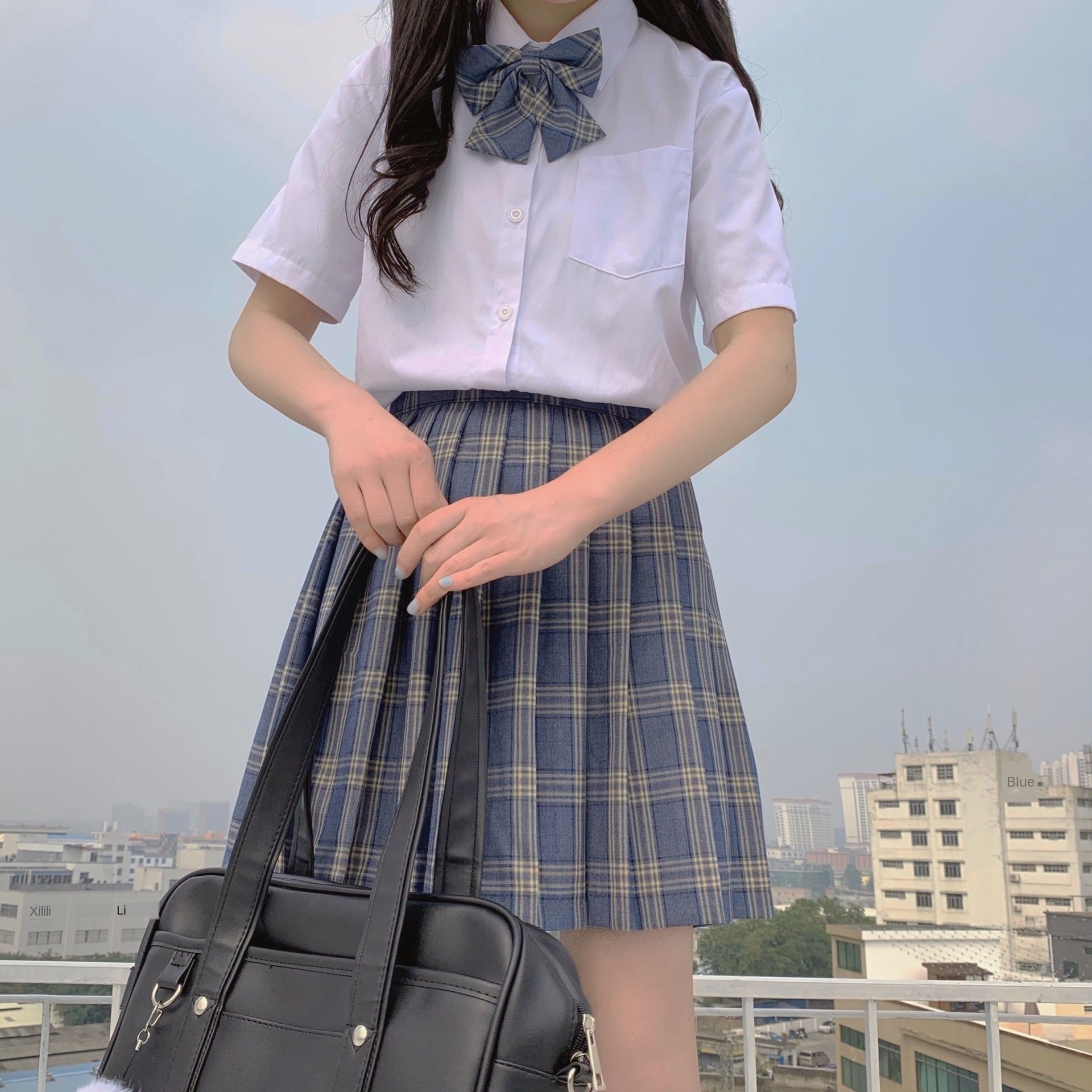 plaid dress with white shirt