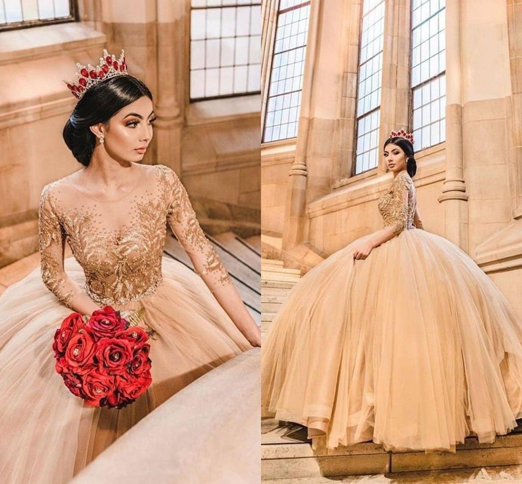 2021 Embroidered Pearls Beaded Quinceanera Dresses With Sleeves Scoop Keyhole Backless Tulle Ball Gowns Sweet 16 Dress Graduation Prom New Light Purple Quinceanera Dresses Lilac Quinceanera Dresses From Lovemydress 53 09 Dhgate Com