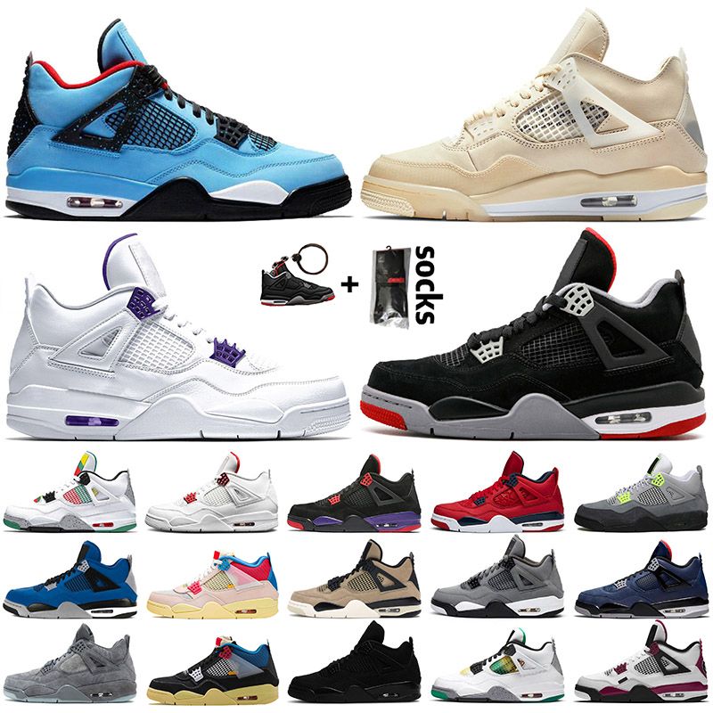 2020 2020 Top New Jumpman 4 Mens Womens Union Travis Scott 4 4s Sail Court Purple Bred Basketball Shoes Fiba Black Cat Trainers Sneakers From Mens Athletic Shoes 23 33 Dhgate Com