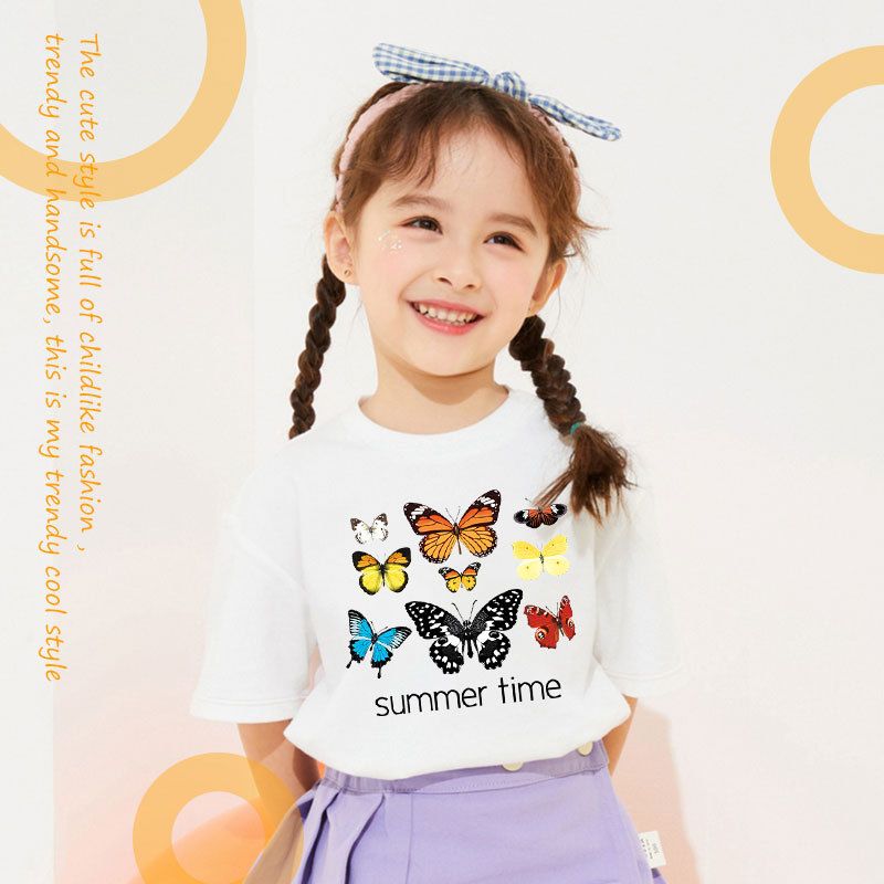 Verano del de la mariposa camiseta de imprenta de ropa niños de dibujos