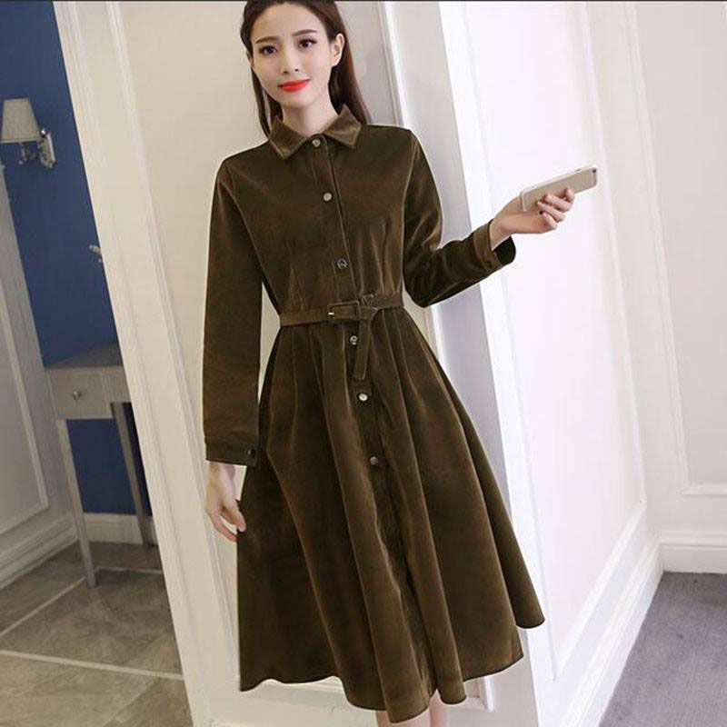 long sleeve corduroy dress