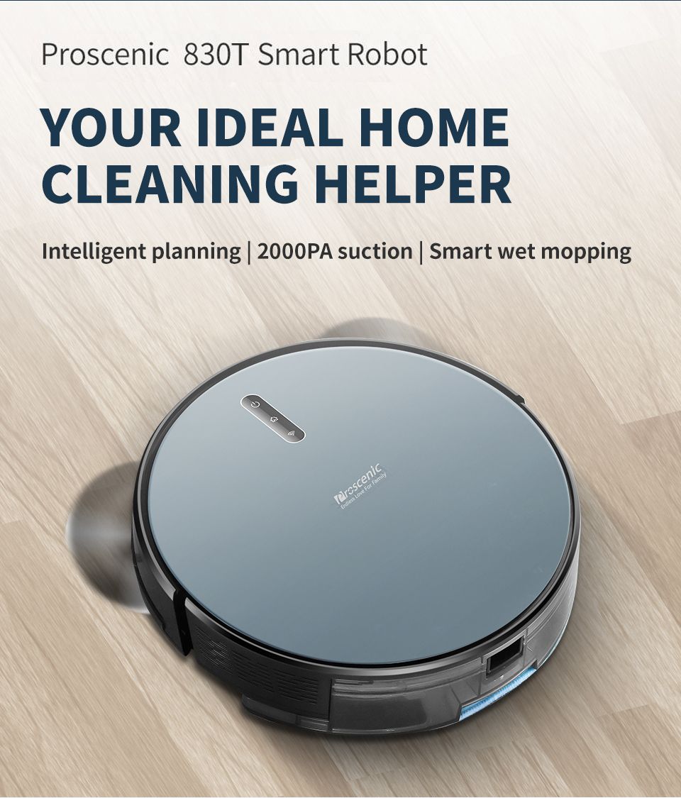 Buy Best And Latest Size Proscenic 830T Robot Vacuum Cleaner App \u0026 Alexa  Voice Control 2000PA Suction 350ml Water Tank With Wet Cleaning Mopping  Robot | DHgate.Com