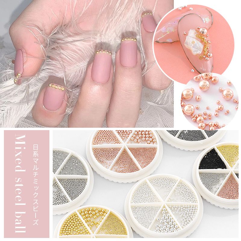 Nail Art Decorations 1Box Mix Size Stainless Steel Mini Balls Nails Black Rose Gold Silver Caviar Nail Art Decorations 1Box Mix Size Stainless Steel Mini Balls Nails Black Rose Gold Silver Caviar