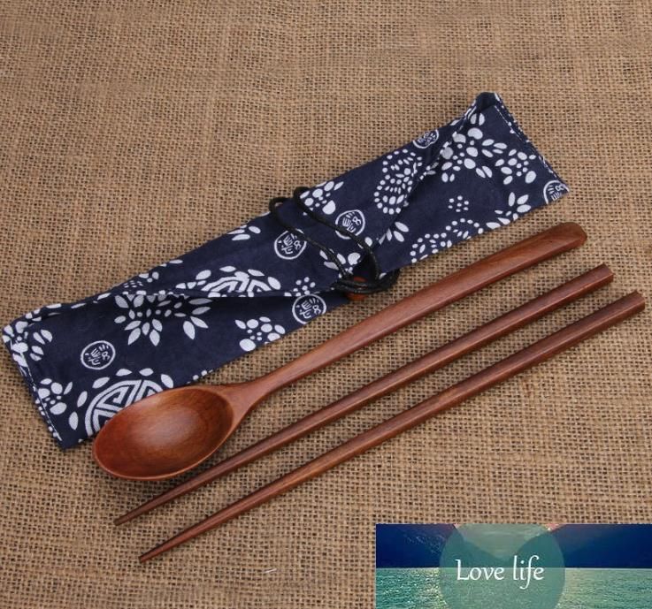 Creative Chinese Korean Wooden Chopsticks Spoon Cutlery Tableware Storage Bag 
