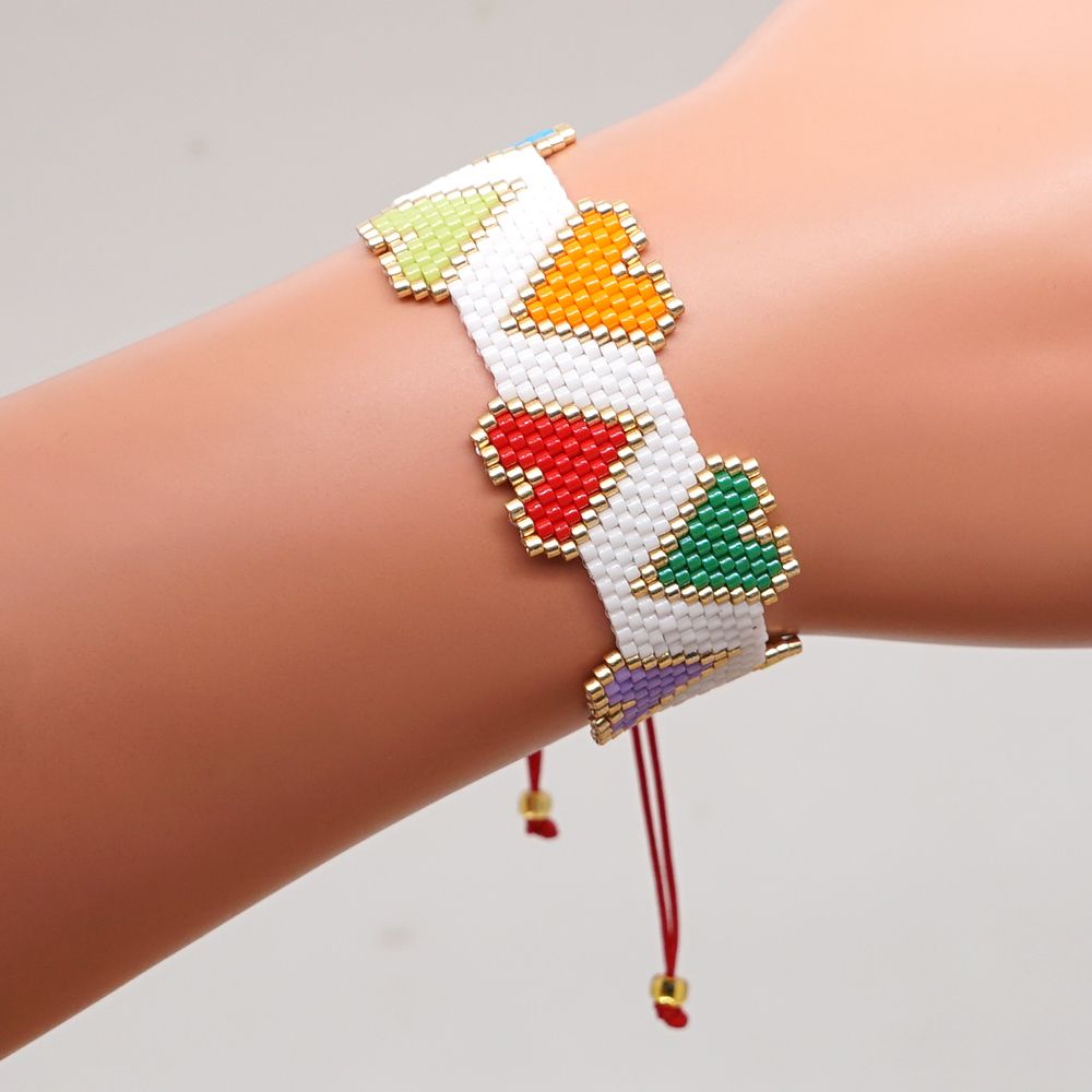 pulseras para mujeres MIYUKI pulsera de Bohemia del arco iris del corazón 3D Mujer Moda 2019 Brazalete hecho a mano Boho Telar joyería