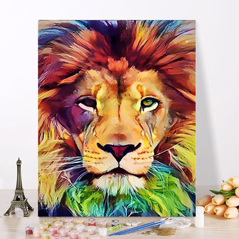 Pintar Con Numeros Leon Compre Nuevo Estilo Framless Leon Diy Colorido Pintar Por Numeros Pared De La Pintura Regalo Kit De Arte Moderno Cuadro Mural Pintado A Mano De La Lona A 6 54 Del Designerwallet1 dhgate