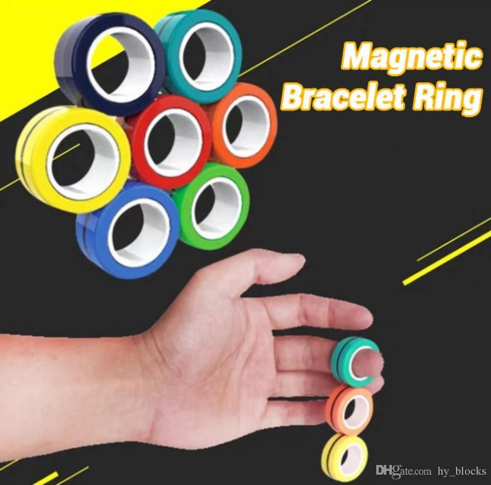 3pcs Magnetic Rings Anti Stress Finger Fidget Toys Rotating Magnetic Rings Kids Other Games Toys Games