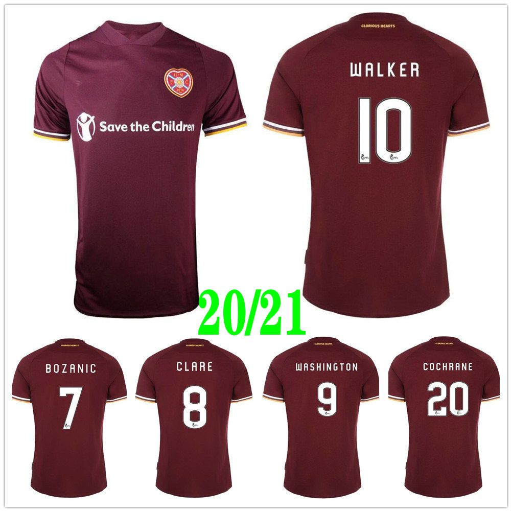 New 2020-2021 Hearts Home Soccer Jersey Short Sleeve Man Football shirt S-2XL