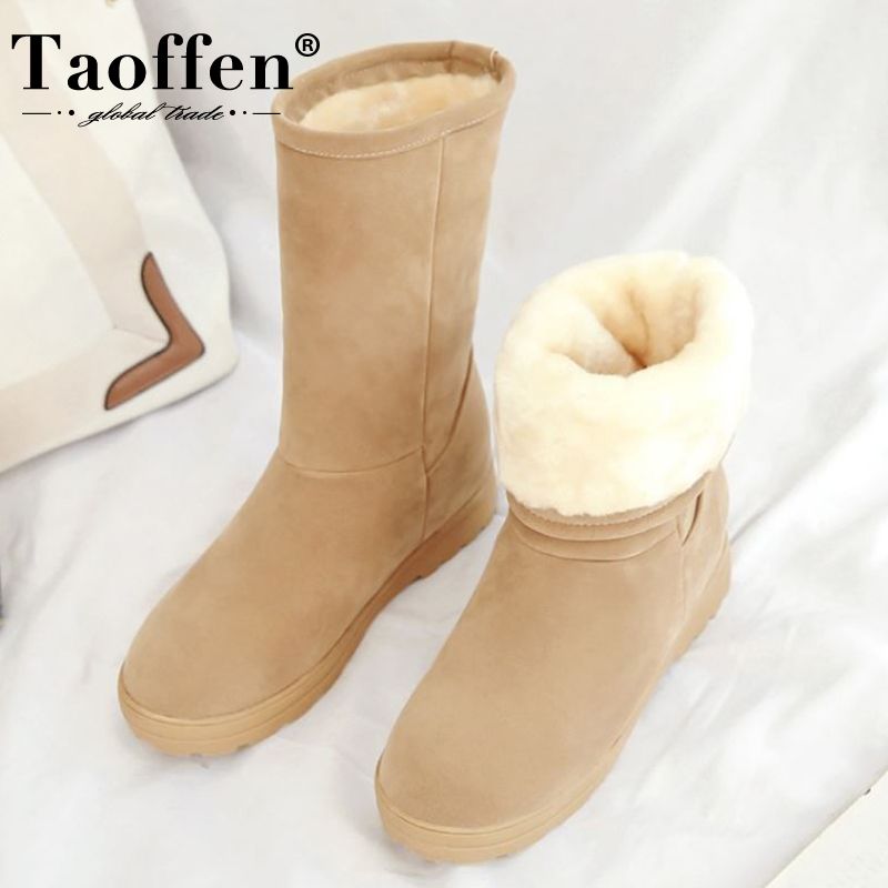Compre TAOFFEN Tamaño 33 43 Nieve De Las Mujeres Botas De Piel Caliente  Casual Zapatos Diario De Invierno Mujer Felpa Pisos Bota Corta De Moda Lady  Calzado A 42,62 € Del Wasabiu | Es.Dhgate.Com
