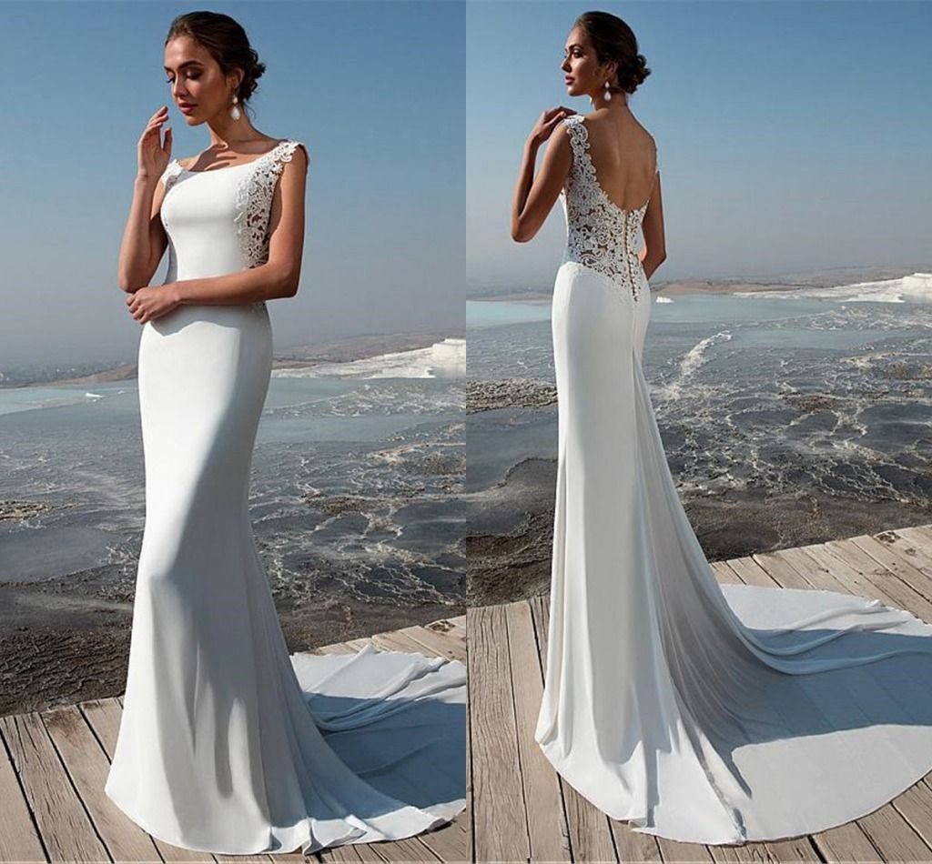 slim backless wedding dress