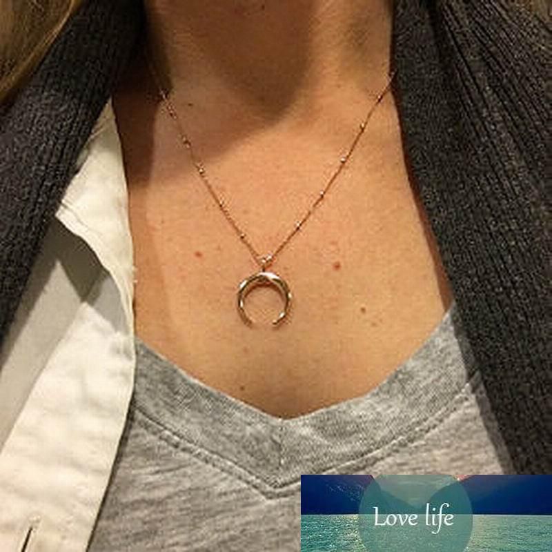 Moon Pendant Necklace Gold Plated 