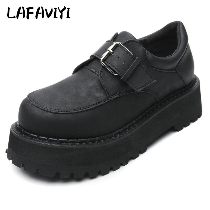 black leather shoes female