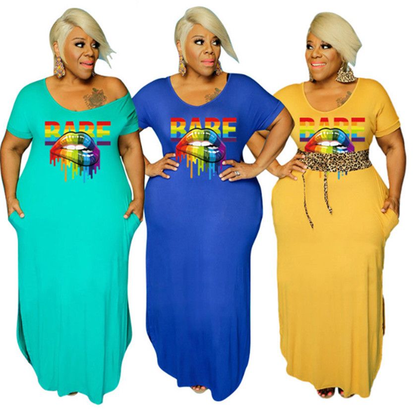 Plus Size 3x 4xl 5xl Summer Women Bigger Size One Piece Dress Short Sleeve Yellow Maxi Dress Casual Slip Print Dress Loose Long Skirt 3702 From Mara33 19 03 Dhgate Com